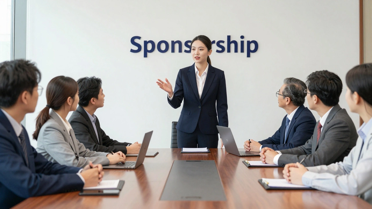 A female executive advocating for her protégé in a corporate boardroom meeting.