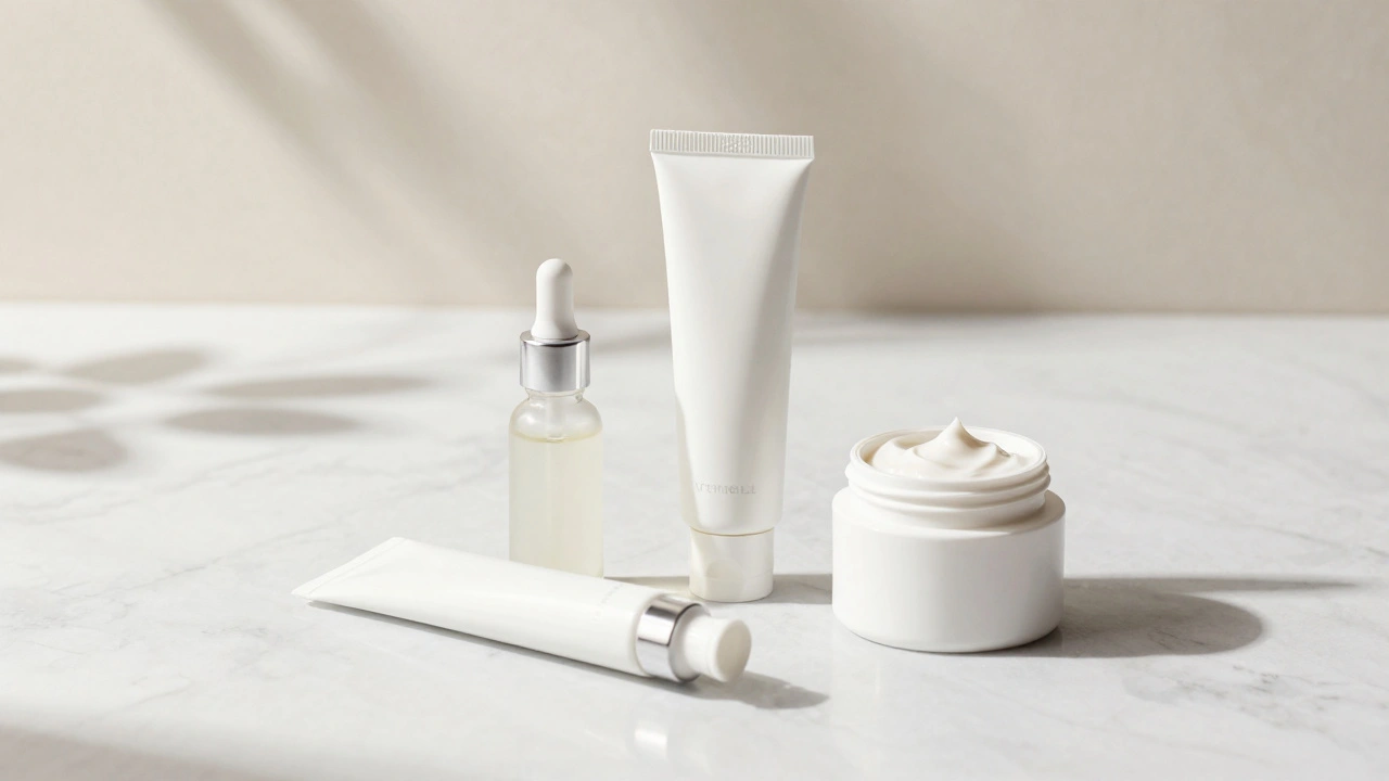 Minimalist skincare products on counter