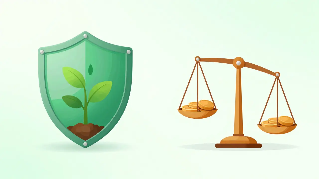 Abstract art showing shield and scales representing financial trust