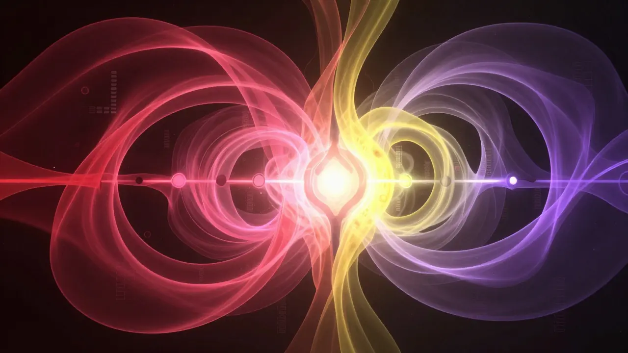 Abstract colorful ribbons representing menstrual cycle phases