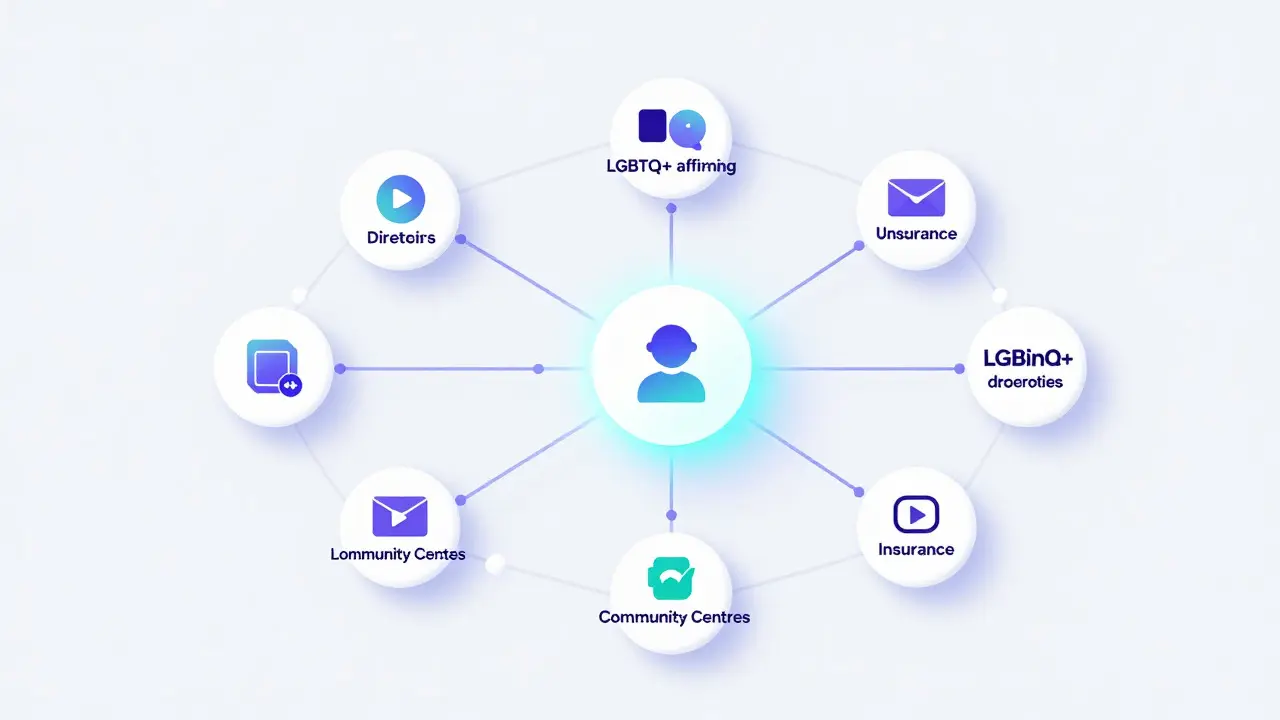 Abstract illustration of a network connecting therapy resources