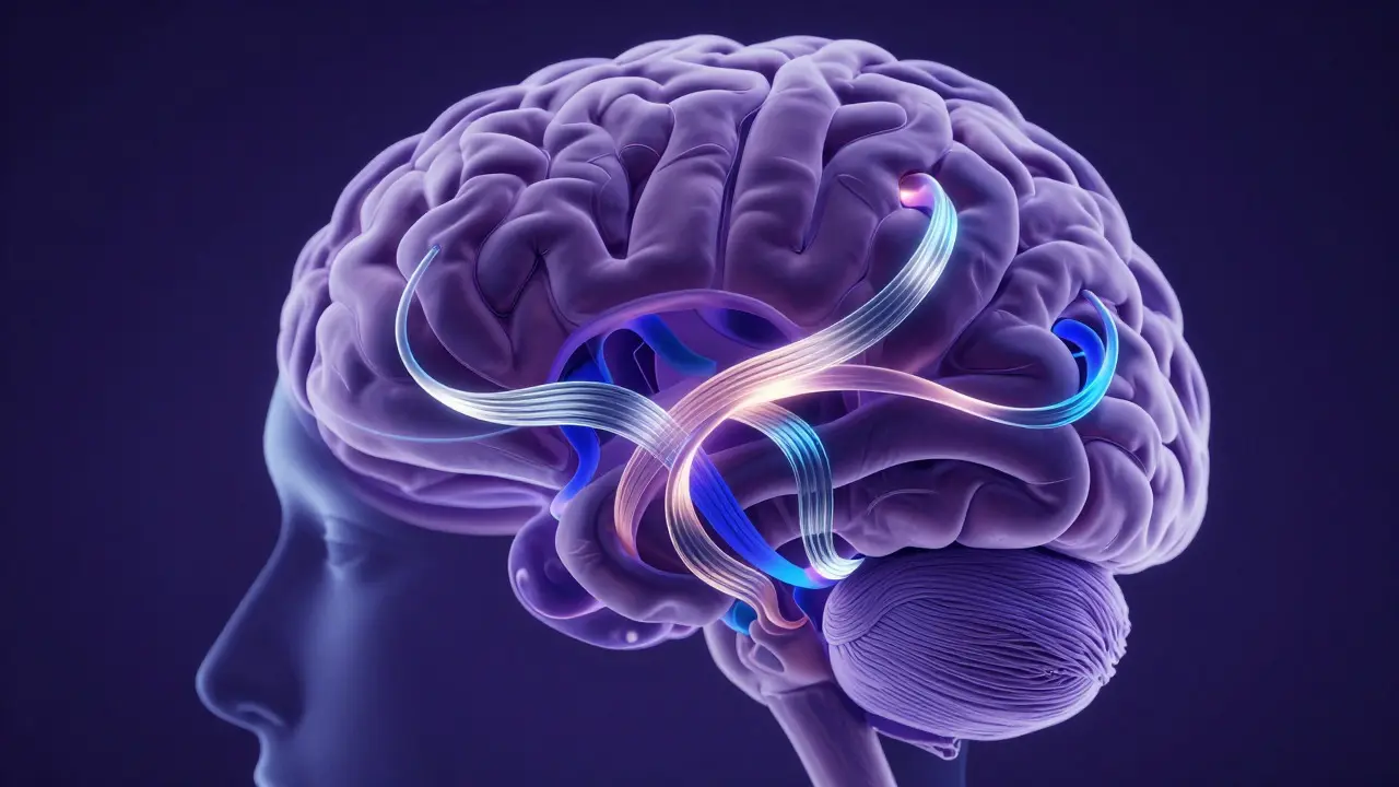 Abstract illustration of hormonal interactions within the brain