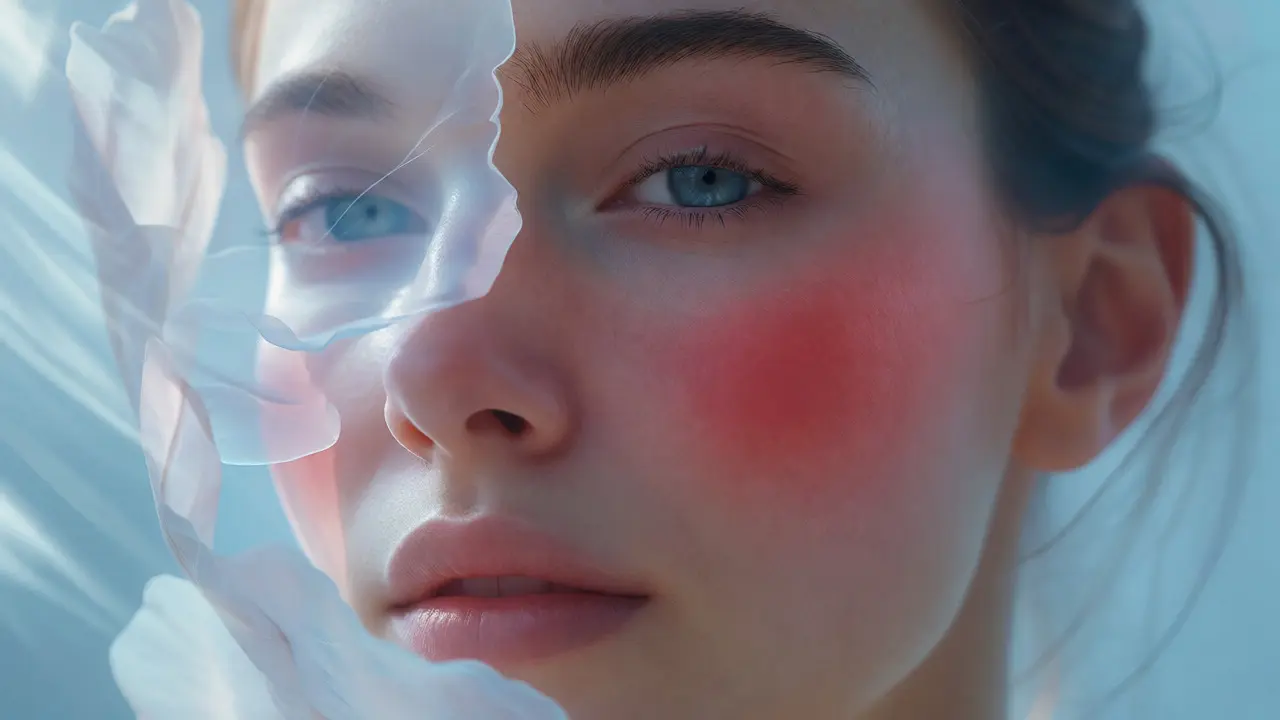 Abstract depiction of facial redness associated with sensitive skin
