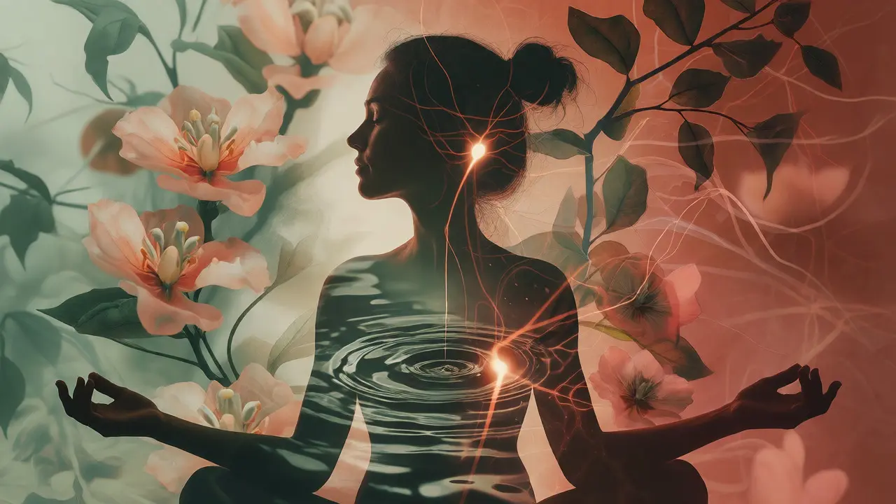 Abstract silhouette showing connection between mindfulness and hormones