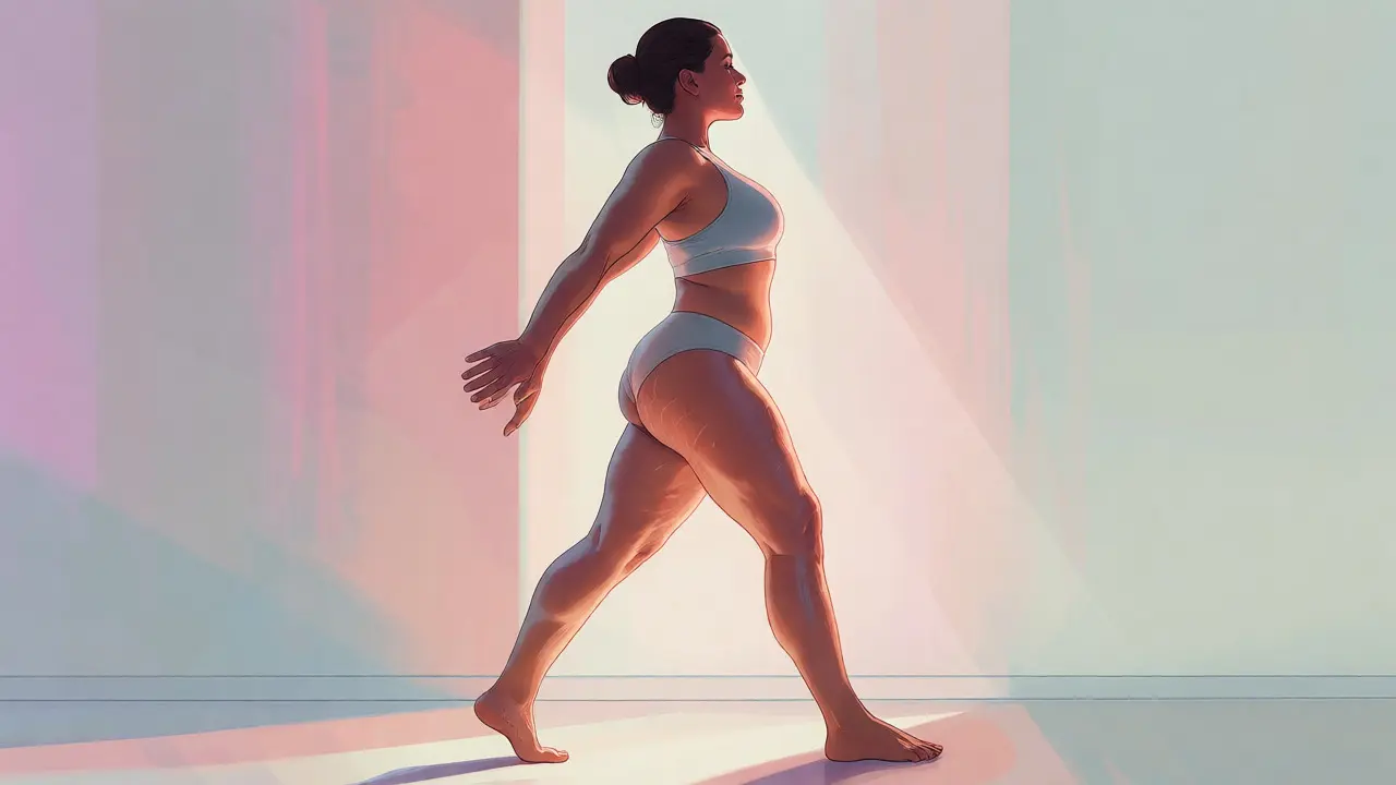 Woman stretching peacefully, highlighting body function